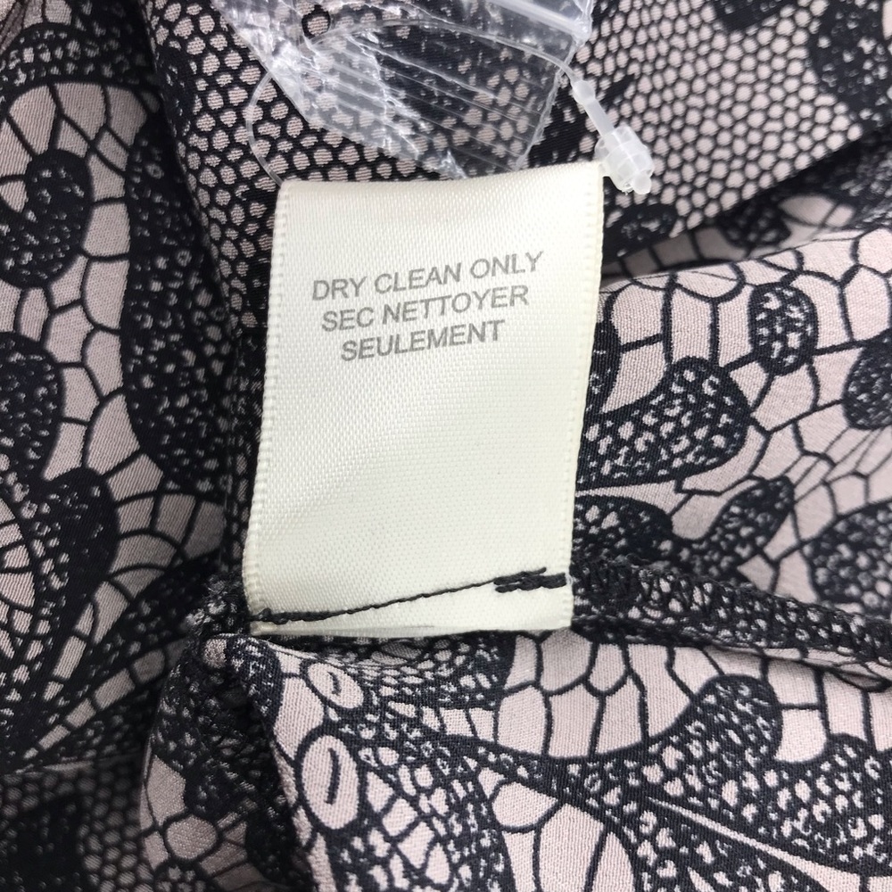 Rebecca Taylor Gray Black Silk Lace Print 100% Silk Long Sleeve Dress - Picture 10 of 10